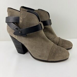 Rag & Bone New York Suede Ankle Booties Taupe Strappy Women's 39.5